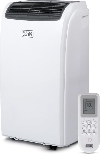 BLACK+DECKER Smart Portable Air Conditioner with Heat, 12,000 BTU Cooling, 9,000 BTU Heating for Rooms up to 550 Sq. Ft., Follow Me Remote, BPACT12HWT, White
