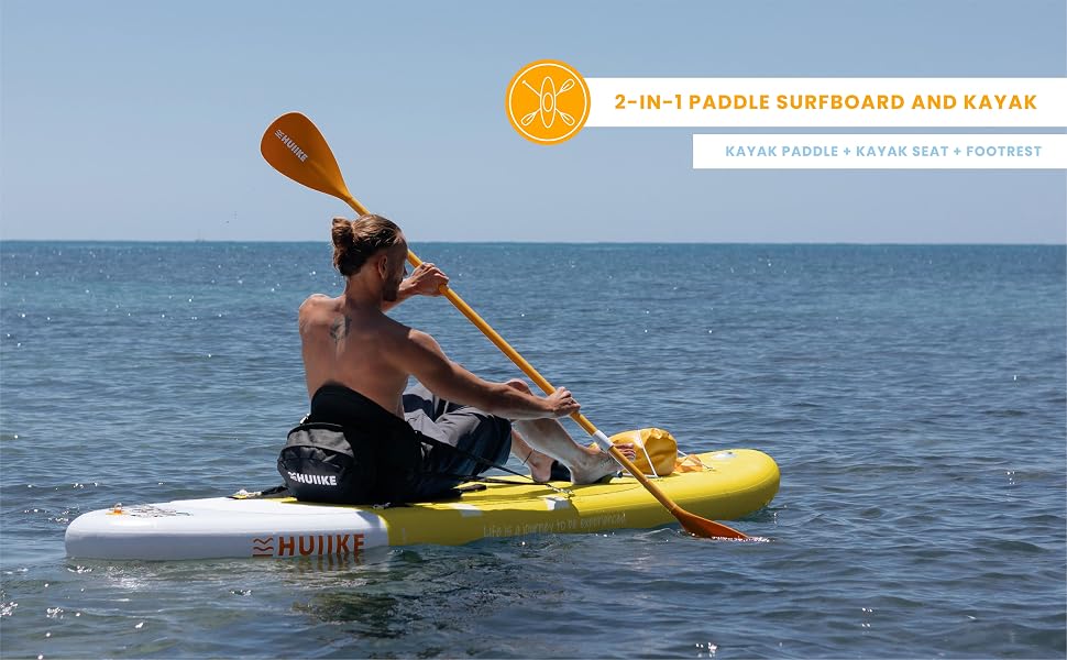 Stand up paddle board inflatable that converts into an inflatable kayak