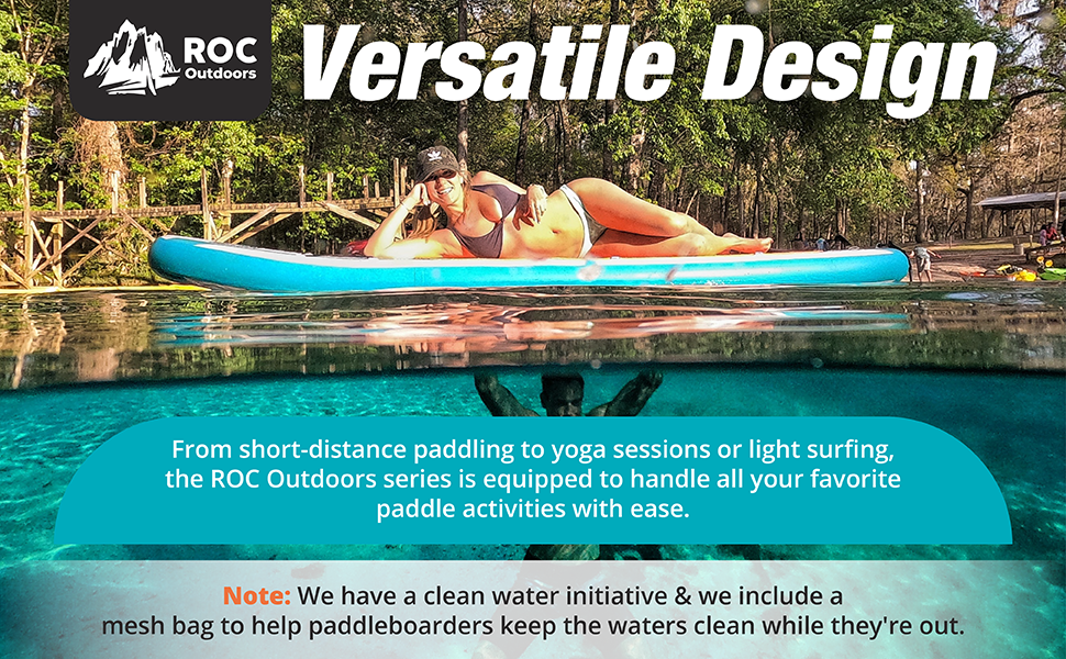 girl laying on paddle board showing versatile design