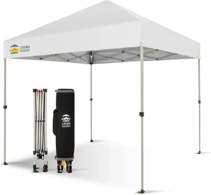 10x10 Pop-Up Awning One-Click Installation Beach Tent Outdoor Sunshade Silver Coated Top