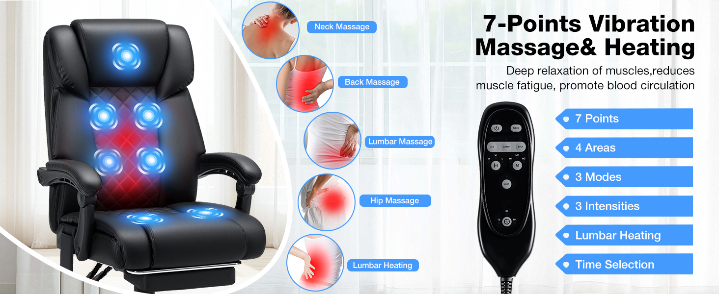 7 Points Vibration Ergonomic Executive Office Chair