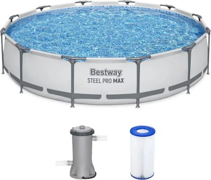 Steel Pro MAX 10 Foot x 30 Inch Round Metal Frame Above Ground Backyard Swimming Pool Set