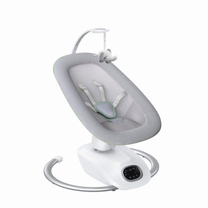 CocoSway 3D Baby Swing, Electric Swing for Infants, 6 Motions & 4 Speeds, Remote Control, 8 Lullabies, Comfort for Babies Up to 20 lbs, Cobblestone