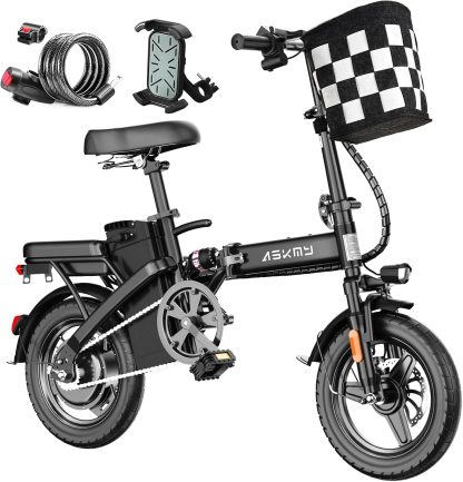 Foldable Electric Bike for Adults and Teens, 740W Peak Motor, 30-60 Miles PAS Range