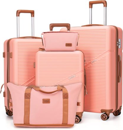 5-Piece Luggage Set with Spinner Wheels, Hard-Shell ABS Luggage Set with Tsa Lock, Lightweight Hard-Shell Waterproof Travel Case, Unisex, Gray