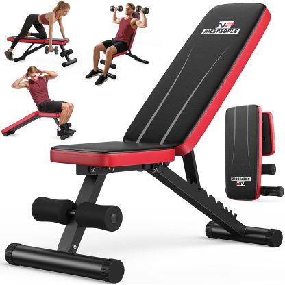 Basic Weight Bench for Home Gym, Foldable Workout Bench with 8 Backrests, 660LBS Weight Capacity Adjustable Bench