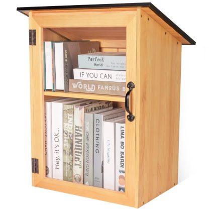 Outdoor Library Book Box Double Free Literature Exchange Box Book Storage Little Wood Cabinet