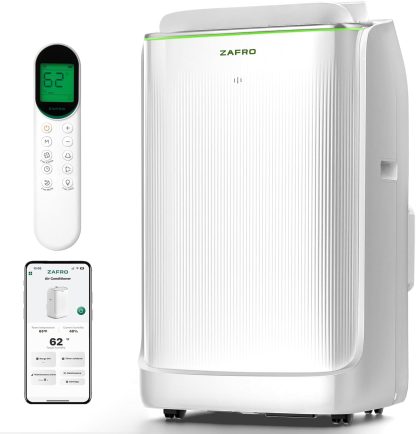 ZAFRO 8,000 BTU Portable Air Conditioners, 4 Modes Portable AC Unit with Fast Cooling/Energy Efficient/Remote/24Hrs Timer for Bedroom/Dorms/Indoor Rooms, White