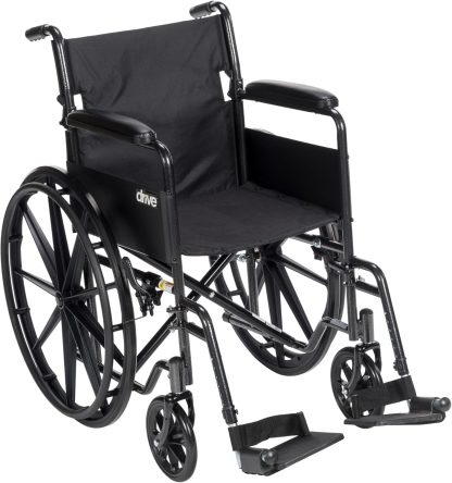 Drive Medical Silver Sport 1 Folding Transport Wheelchair - Lightweight Mobility Support