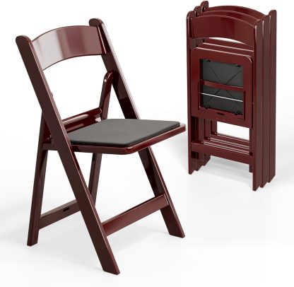 VINGLI Resin Folding Chair with Cushion Foldable Plastic Chair with Comfortable Cushioned Seat