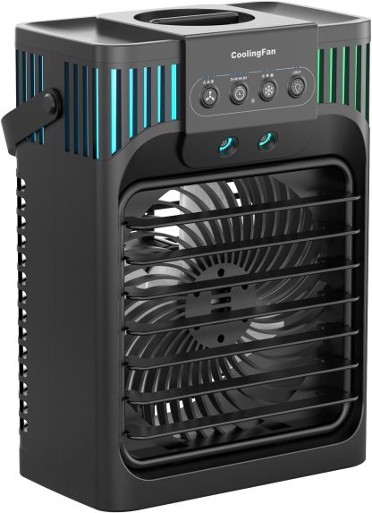 Portable Air Conditioners,4-in-1 Evaporative Air Cooler with 3 Speeds, 3 Modes & 7 LED Light Cooling Fan with Remote, 2-8H Timer, 1200ML Personal Mini Air Conditioner for Bedroom and Office
