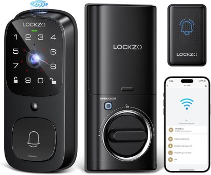 Video Smart Lock with Doorbell Keyless Entry Door Lock Built-in WiFi Camera Front Door Deadbolt Lock