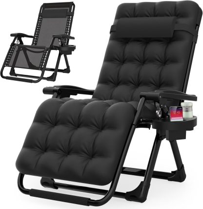 Indoor and outdoor patio chair folding lounge chair zero gravity chair with removable cushion camping lounge chair