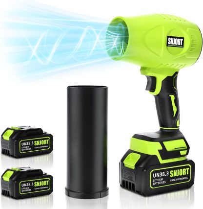 Leaf Blower Cordless with Battery and Charger, 500,000 RPM, Extended Nozzle, Lightweight Handheld Design, Turbo Jet Blower for Patio Cleaning