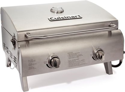Cuisinart Chef Style Tabletop Portable Propane Grill 2 Burner Outdoor Gas Grill