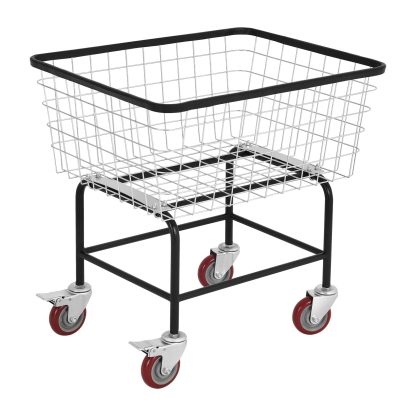 Wire Laundry Cart 4.5 Bushel, Rolling Laundry Basket with Wheels, Metal Commercial Wire Laundry Basket Cart with Galvanized Finish, Heavy Duty Large Steel Basket for Laundry Clothes Storage