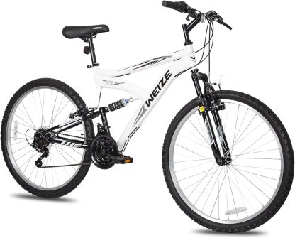 WEIZE Mountain Bike, 26 27.5 inch Outdoor Hybrid Bikes,18-Speed/High-Carbon Steel/Dual Full Suspension, Adjustable Ergonomic Seat for Men Women Adult, MTB Bicycle with Suspension Fork,Sleek Colors