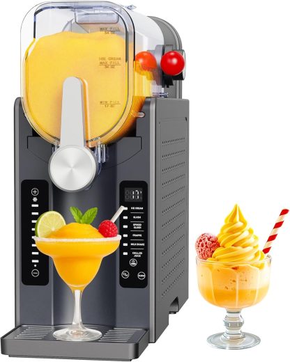 Slushie Machine: No Ice Needed All-in-One Slushy Maker for Home, Real-Time Temp Display, Auto-Clean, 6 Preset / Frozen Margaritas, Cocktails, Frappés, Ice Cream, Smoothies, Milkshakes,Summer Parties