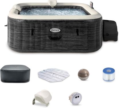 INTEX 28451EP PureSpa Greystone Deluxe Spa Set: Includes Energy Efficient Spa Cover