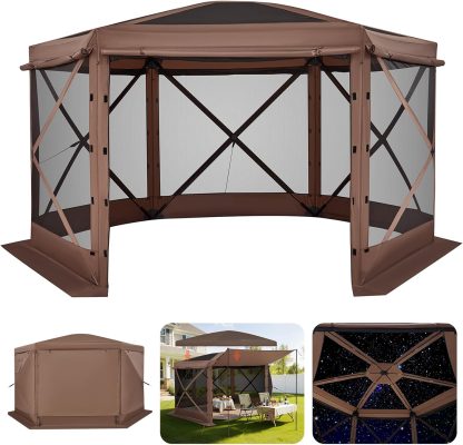 VEVOR 12x12ft Pop Up Gazebo Tent with Mosquito Netting, 6 Removable Wind Panels