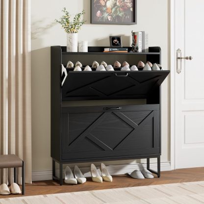 Nicetree Shoe Cabinet Freestanding Shoe Cabinet with 2 Reversible Drawers