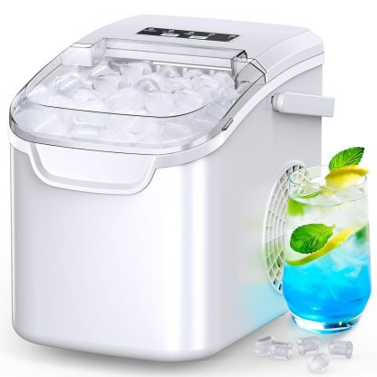 COWSAR Ice Maker Countertop, Portable Ice Machine with Self-Cleaning, 26.5lbs/24Hrs, 9 Bullet Ice Cubes in 6 Mins, Ice Basket and Scoop, Ideal for Home, Kitchen, Bar, Camping