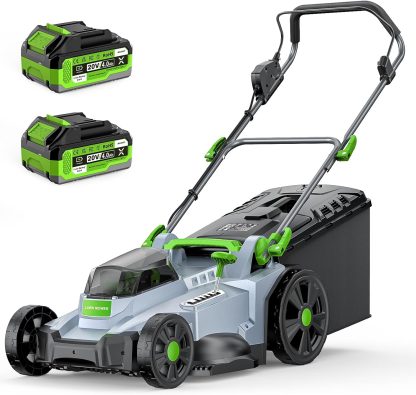 40V Cordless Lawn Mower, Electric Battery Powered 4.0Ah Walk Behind Lawnmower