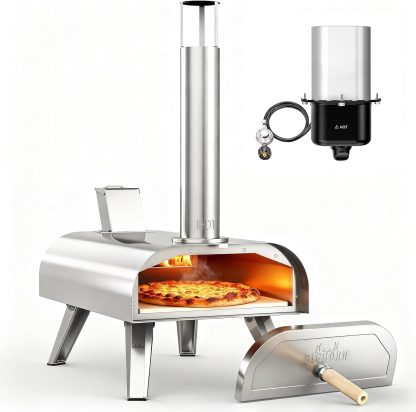 BIG HORN OUTDOORS 12" Multi-Fuel Outdoor Pizza Oven 3-in-1 Wood-Fired, Gas