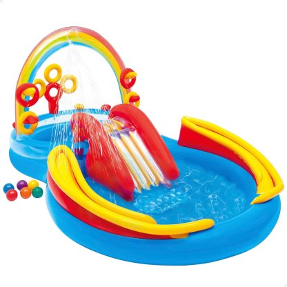 Intex 96" x 78" x 28" Inflatable Jungle Adventure Play Center Spray Kiddie Pool - Backyard Kids Water Slide, Outdoor Blow-Up Splash Pad for Toddlers