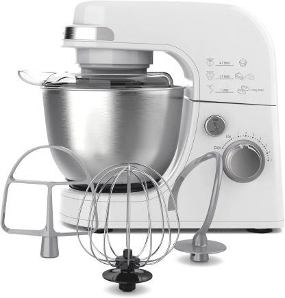 Hamilton Beach Electric Stand Mixer, 4 Quarts, Dough Hook, Flat Beater Attachments, Splash Guard 7 Speeds with Whisk, Black