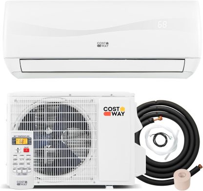 COSTWAY 11500 BTU Mini Split Air Conditioner 115V 17 SEER2 Wifi Enabled Inverter Air Conditioner