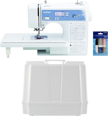 Brother Sewing and Quilting Machine, Computerized, 165 Built-in Stitches, LCD Display, Wide Table, 8 Included Presser Feet, White, 20x12x17