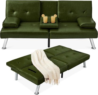 Best Choice Products Faux Leather Upholstered Modern Convertible Futon Adjustable Folding