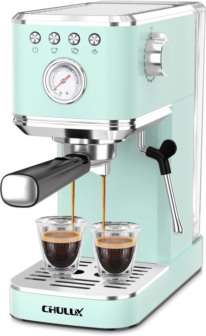 CHULUX Slim Espresso Machine with Milk Frother, 20 Bar Professional Italian Pump Espresso Coffee Machine
