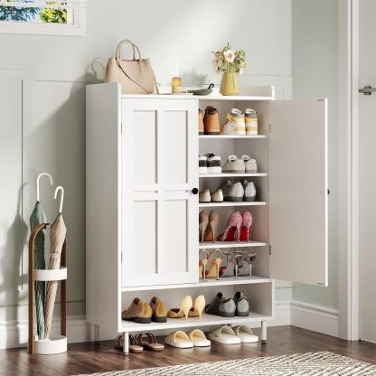 ONBRILL Shoe Storage Cabinet with Cross Molding Doors, 6-Tier Farmhouse Shoe Cabinet