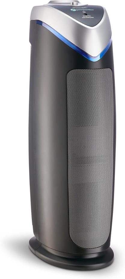 GermGuardian Air Purifier for Home with HEPA Pure Filter, for Wildfire Smoke, Pet Dander, Pollen, Odors, Large Rooms Up To 743 Sq. Ft., Removes 99.97% Pollutants, UV-C Light, 22", AC4825E, Gray