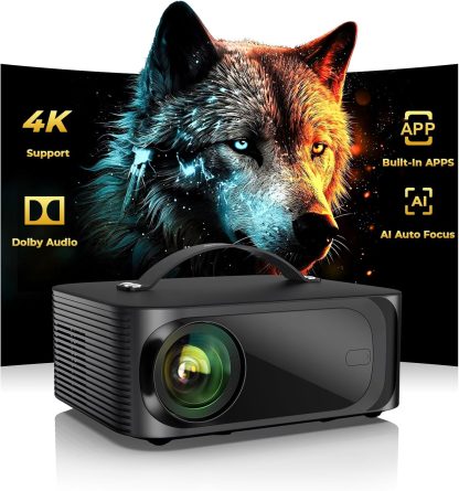 Projector-4K with WiFi and Bluetooth:[3200 ANSI/AI Auto Focus/Built-in APPs] Outdoor