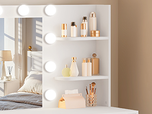 White LED Bulb Vanity open Shelves