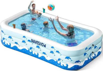 Inflatable Swimming Pool with Seats 130" x 72" x 22" Full-Sized Durable PVC Thickened