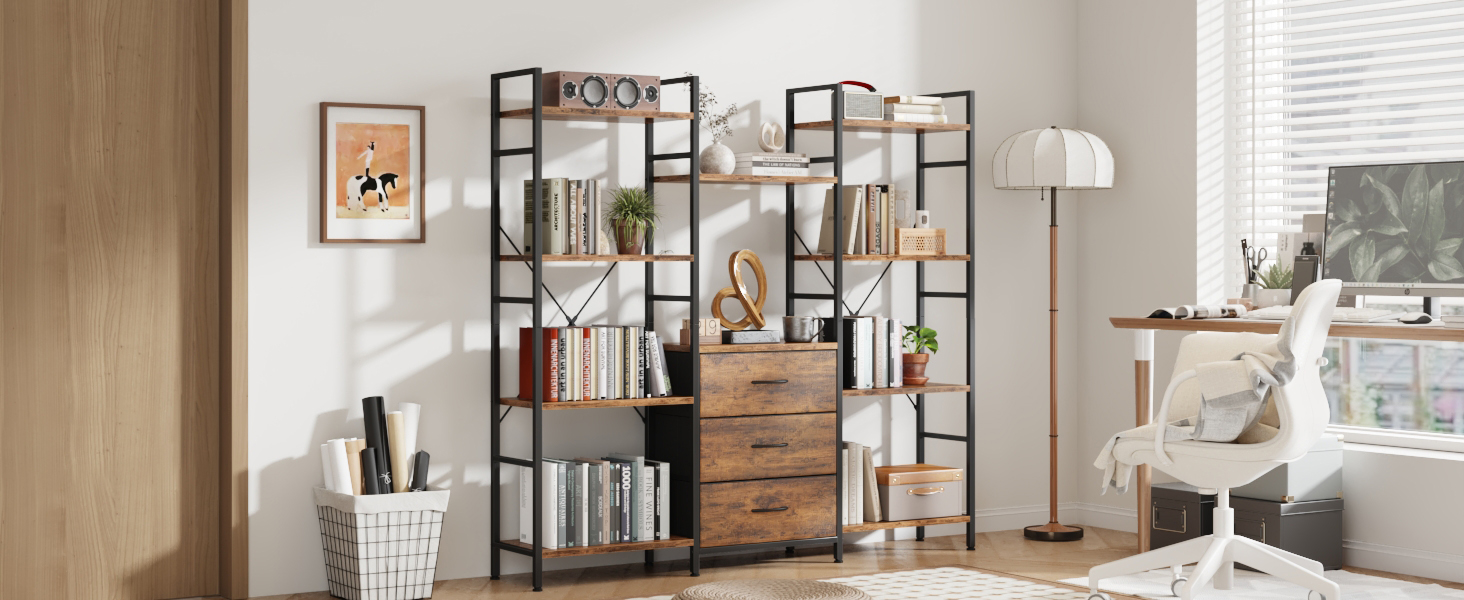 triple bookshelf for office room
