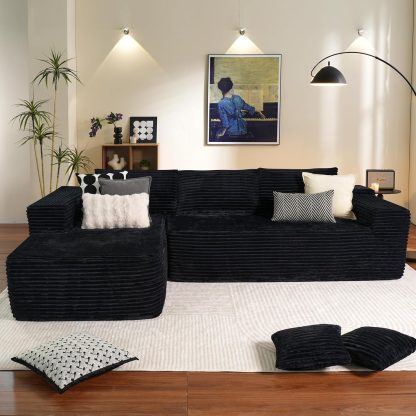 ovios 104" Cloud Sectional Couch with L-Shape Chaise,Modern Modular Sofa with Deep Seat, Upholstered Couches for Living Room Bedroom,No Assembly Required, Grey (Plush Corduroy Fabric)