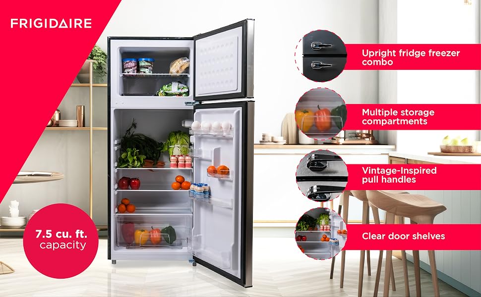 upright fridge freezer combo retro finish