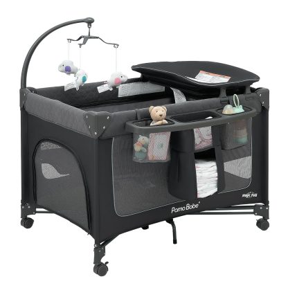 Pamo Babe Baby Playpen - Heavy-duty steel frame provides a safe sleeping space and portable crib