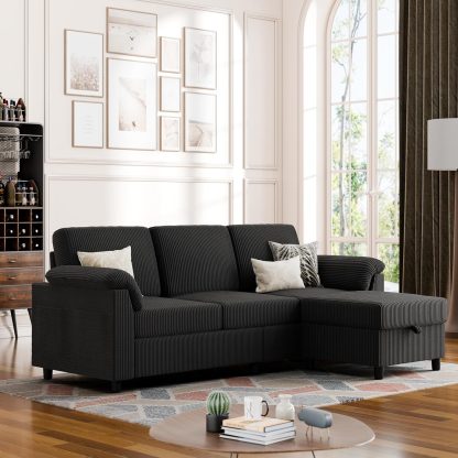 Vongrasig Convertible Sectional Sofa Couch 3 Seat L Shaped Sofa with Removable Pillows