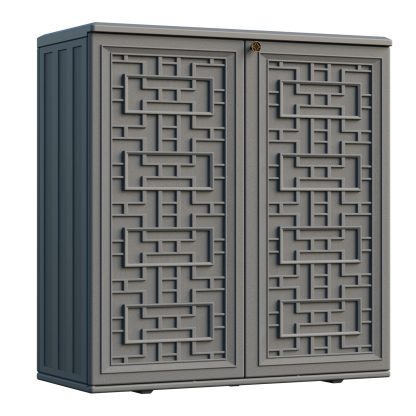Indoor Outdoor Storage Cabinet Waterproof with Shelf Off White Plastic Outdoor Cabinets