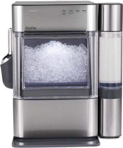 GE Profile Opal 2.0 Ultra Nugget Ice Maker with Side Tank and Scale Inhibiting Filter, Scoop Included, 38 lbs in 24 Hours, Pellet Ice Machine with WiFi & Smart Connected, Stainless Steel