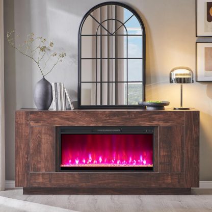 OKD Modern 70" Fireplace TV Stand with 36" Electric Fireplace, Entertainment Center for TVs Up to 80"