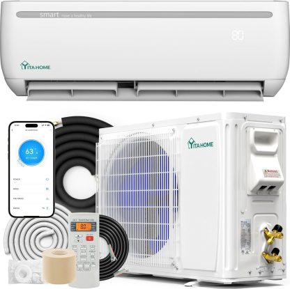 12000 BTU Mini Split Air Conditioner Heat Pump System, Wifi Enabled 20 SEER2 115V Inverter Ductless AC Cool Up to 750 Sq. Ft, Compatible with Alexa, Complete Installation Kit, White