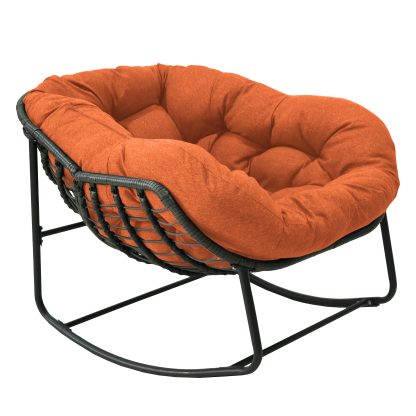 Outdoor Rocking Chair,Padded Cushion Rocker Recliner Chair Outdoor for Front Porch, Living Room, Patio, Garden