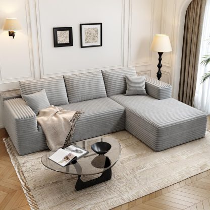 107.5" Cloud Modular Sectional Sofa Couch with L-Shape Chaise,Modern Minimalist Upholstered Couches